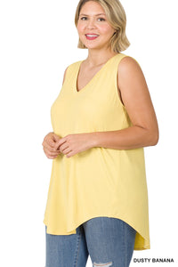 Sleeveless Luxe Rayon V-Neck Hi-Low Hem Top