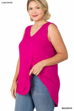 Load image into Gallery viewer, Sleeveless Luxe Rayon V-Neck Hi-Low Hem Top