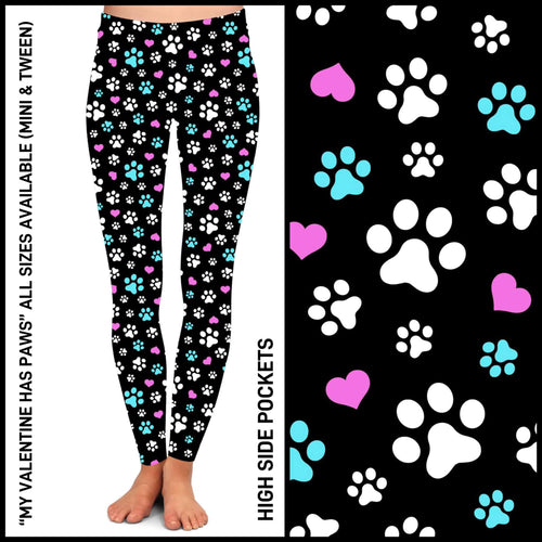 My Valentine Has Paws Pocket Leggings