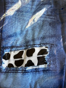 Cow Faux Denim Blue Leggings