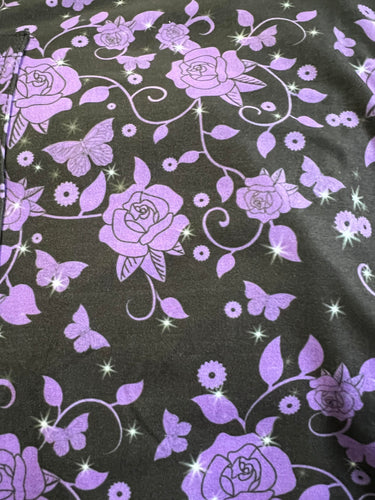 Purple Rose Vines Pocket Capris