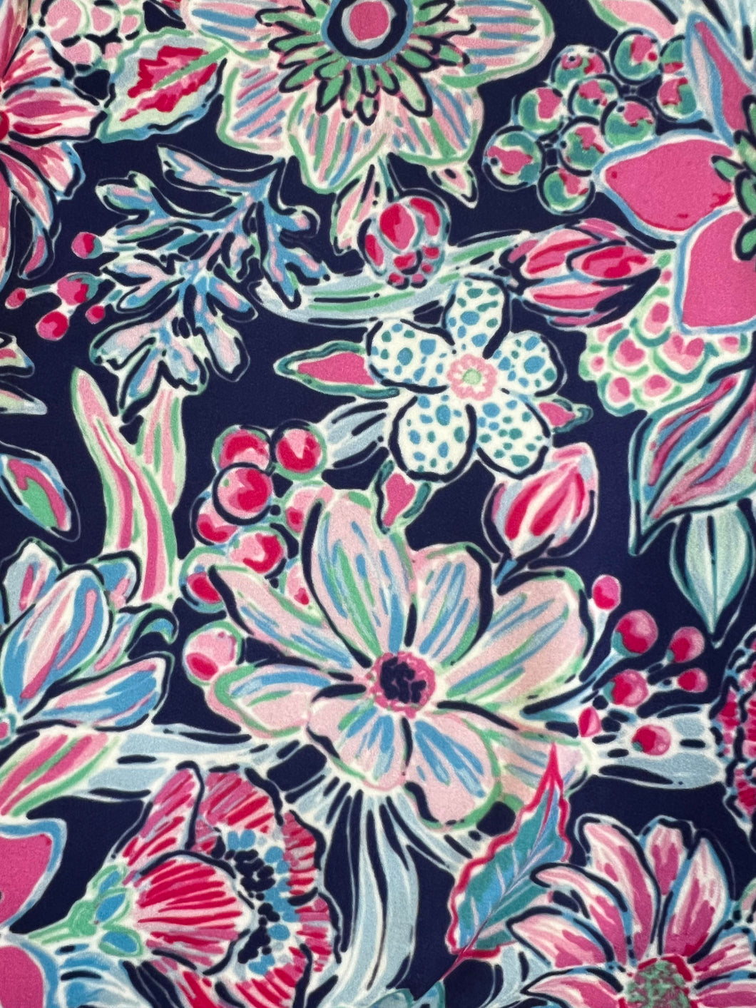 Bold Blue & Pink Blossoms High Pocket Capris