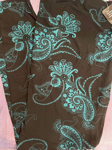Teal Paisley Standard Leggings