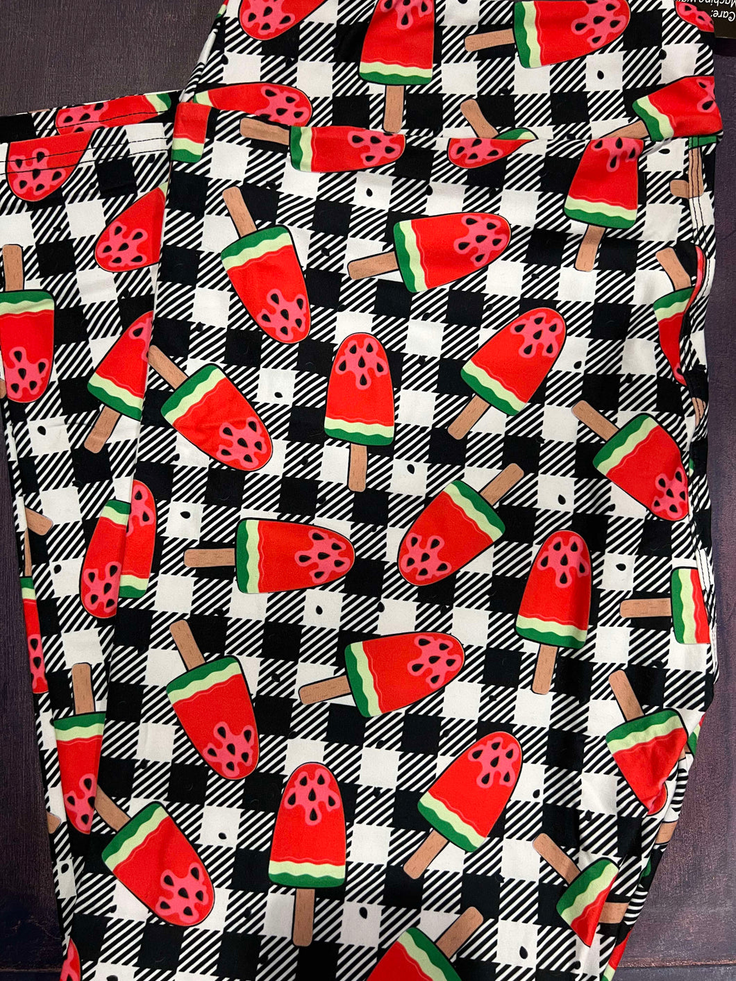 Watermelon Plaid Leggings