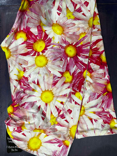 Pink & Yellow Daisies Leggings