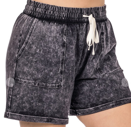 Mineral Wash Drawstring Shorts