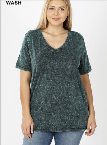 Mineral Wash V-Neck Short Sleeve