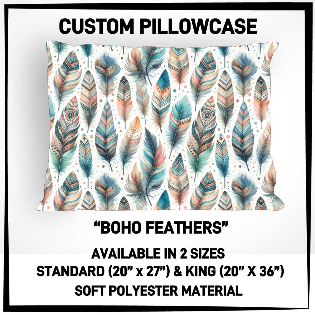 Boho Feathers Pillowcase