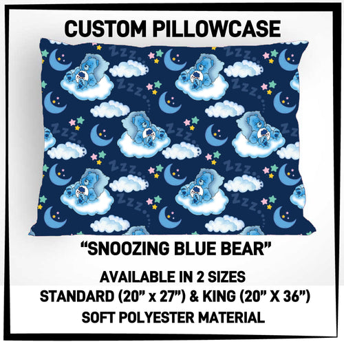 Snoozing Blue Bear Pillowcase