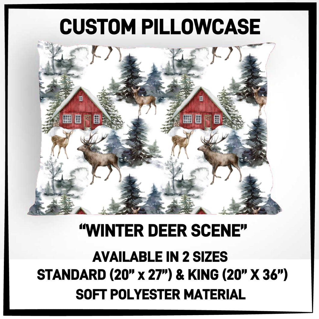 Winter Deer Scene Pillowcase