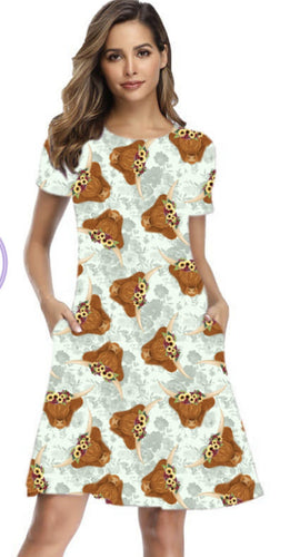 Highland Cows Gown with Pockets