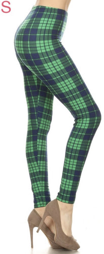 Green & Blue Plaid Standard Leggings