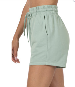 French Terry Drawstring Waist Shorts