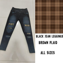 Load image into Gallery viewer, LEGGING JEAN RUN-BROWN PLAID (ACTIVE BACK POCKETS)