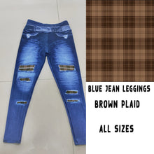 Load image into Gallery viewer, LEGGING JEAN RUN-BROWN PLAID (ACTIVE BACK POCKETS)