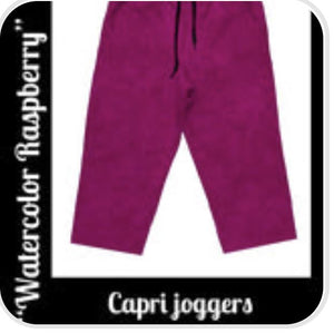 Watercolor Raspberry Capri Joggers