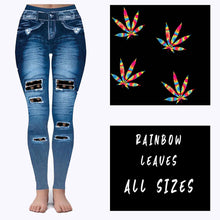 Load image into Gallery viewer, LEGGING JEAN RUN-RAINBOW LEAVES (ACTIVE BACK POCKETS)