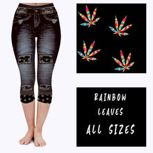 Load image into Gallery viewer, LEGGING JEAN RUN-RAINBOW LEAVES (ACTIVE BACK POCKETS)