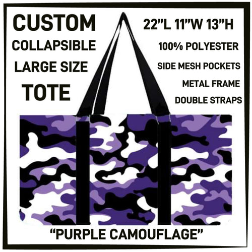 Purple Camo Collapsible Tote