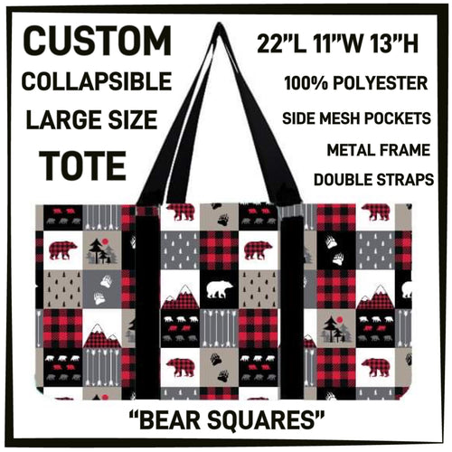 Bear Squares Collapsible Tote