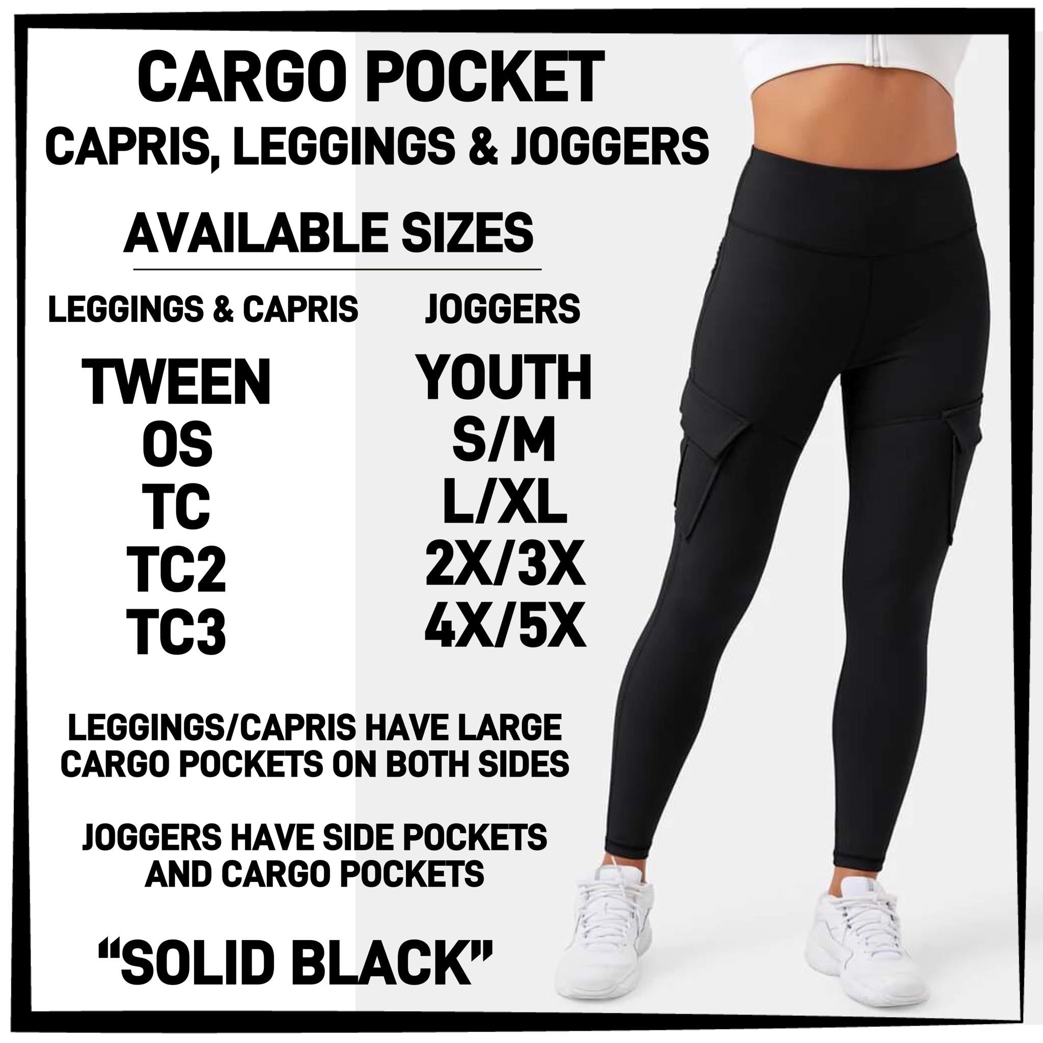 Solid Black Cargo Pocket Leggings – Three Generations by Chloe