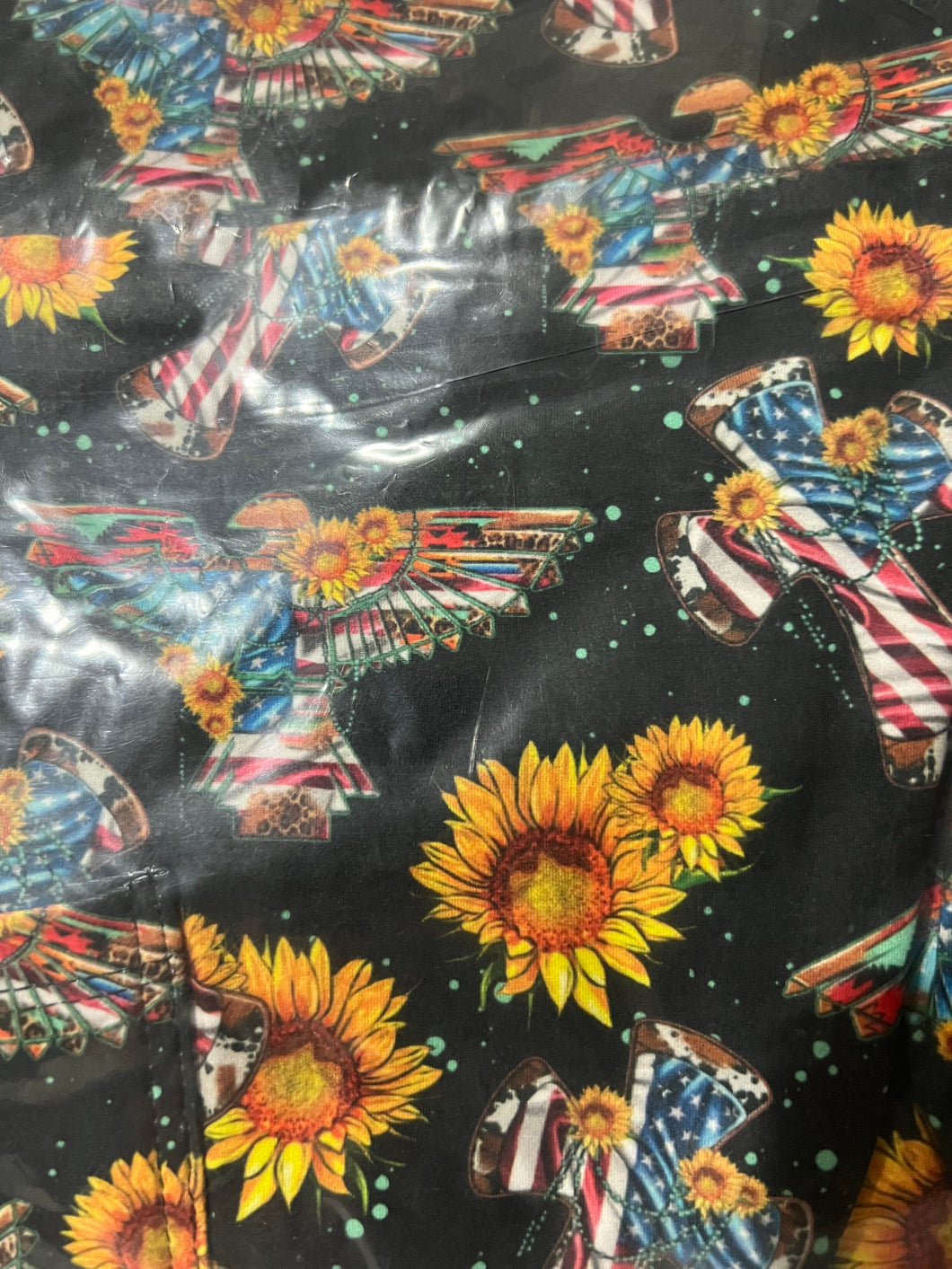 Patriotic Sunflower Crosses & Eagles Pocket Capri