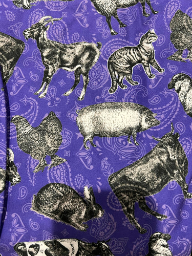 Purple Paisley Farm Animals Leggings