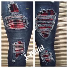 Load image into Gallery viewer, DISTRESSED STRETCH PATCH DENIM