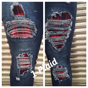 DISTRESSED STRETCH PATCH DENIM