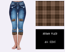 Load image into Gallery viewer, LEGGING JEAN RUN-BROWN PLAID (ACTIVE BACK POCKETS)