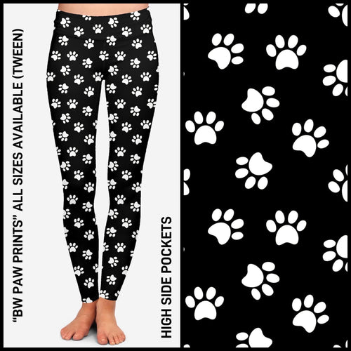 BW Paw Print Pocket Leggings