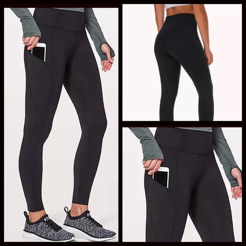 Solid Black Sporty Pocket Leggings