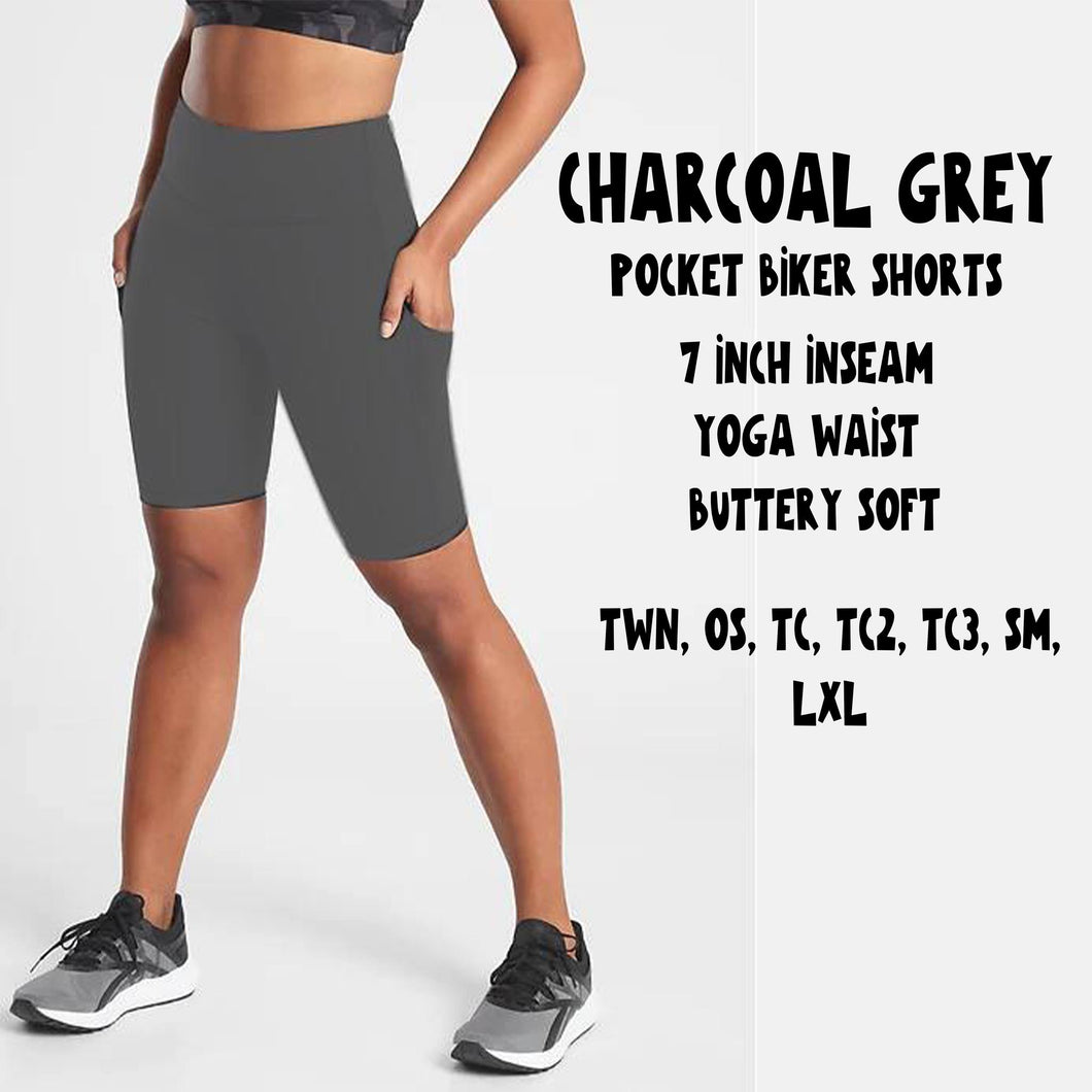 Charcoal Gray Biker Shorts w/ Pockets