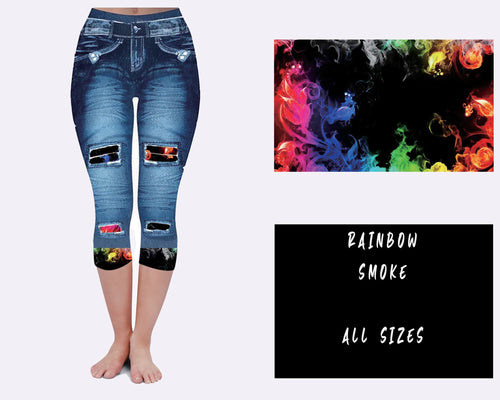 Colorful Smoke Blue Denim Capris