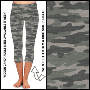 Hidden Camo Flutter Hem Capri