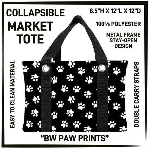 BW Paw Prints Market Tote