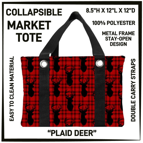 Plaid Deer Market Tote