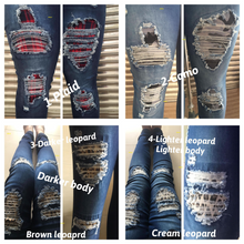 Load image into Gallery viewer, DISTRESSED STRETCH PATCH DENIM