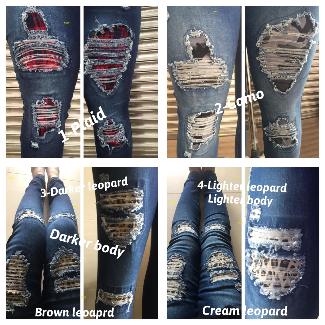 DISTRESSED STRETCH PATCH DENIM