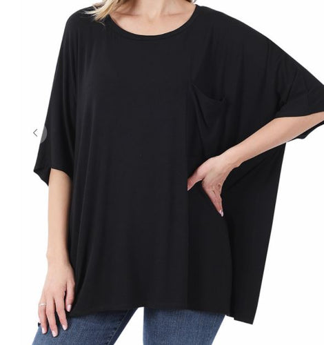 Black Oversized Round Neck Tee