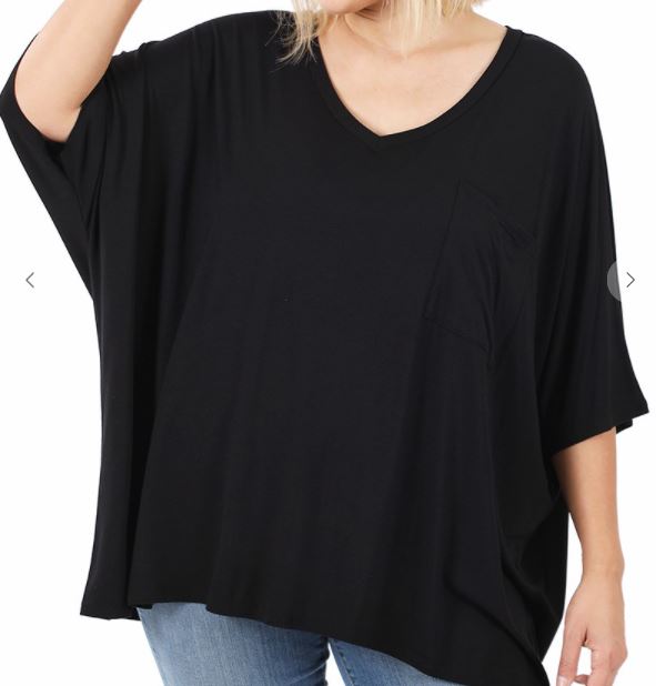 Black Oversized V-Neck Tee