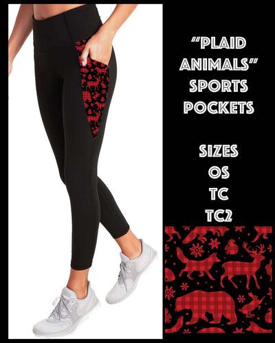 Plaid Animals Pattern Pocket Leggings