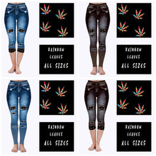 Load image into Gallery viewer, LEGGING JEAN RUN-RAINBOW LEAVES (ACTIVE BACK POCKETS)