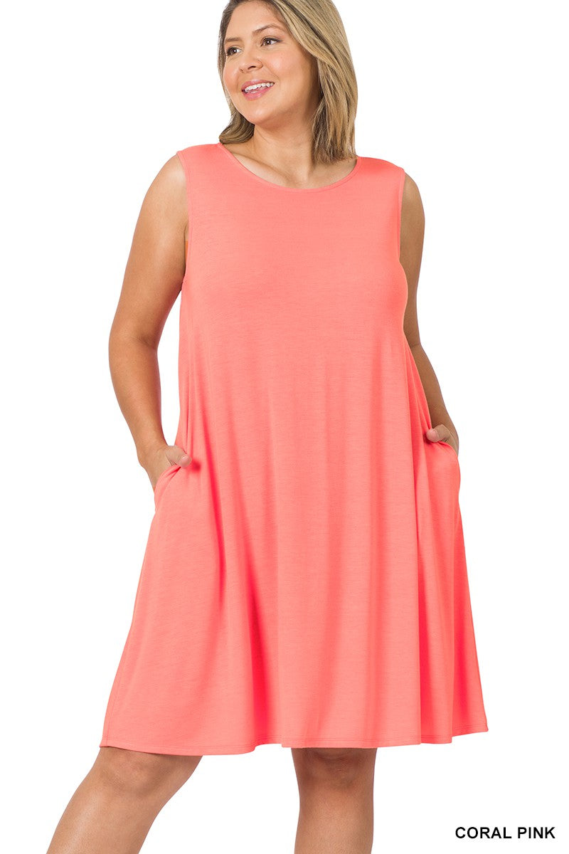 Coral Pink Sleeveless Flared Dress