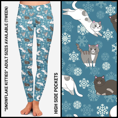 Snowflake Kitties Pocket Leggings