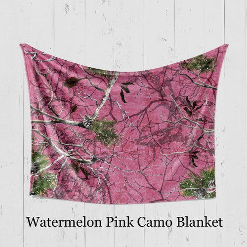 Watermelon Pink Camo Blanket