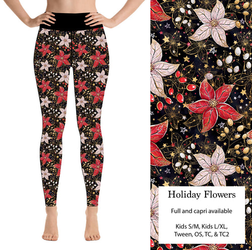 Holiday Flowers Pocket Leggings
