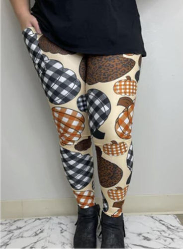 Plaid Pumpkin Pocket Leggings