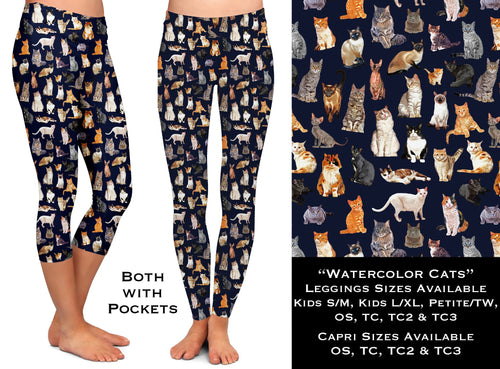 Watercolor Cats Pocket Leggings